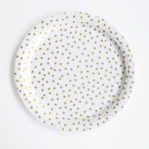 Paperilautanen, kultaiset tähdet (8 kpl)