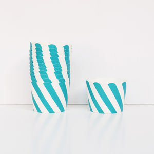 Turkoosivalkoraidallinen muffinssivuoka (25 kpl)