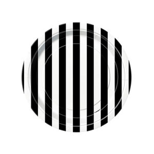 Mustavalkoraidallinen paperilautanen, pieni (8  kpl)