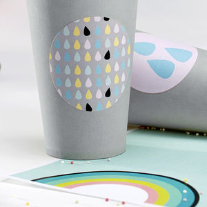 Pilvi & pisara tarra-arkki, ympyrä Ø 60 mm