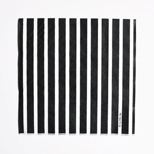 Raidallinen paperilautasliina, musta (20 kpl)