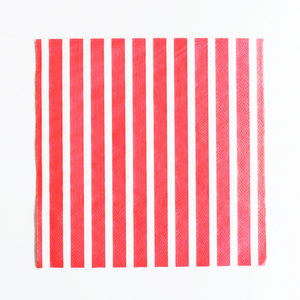 Raidallinen paperilautasliina, punainen (20 kpl)