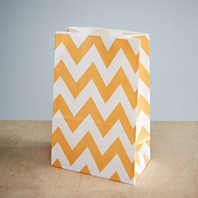 Chevron-kuvioinen pohjallinen paperipussi, persikka (12 kpl)