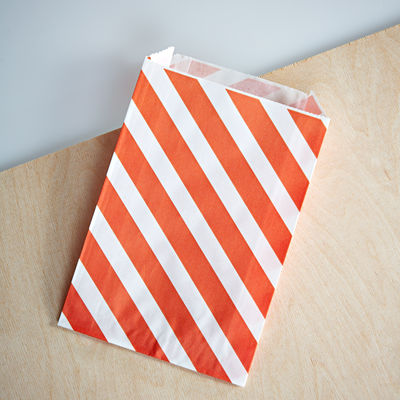 Vinoraidallinen paperipussi, oranssi (12 kpl)