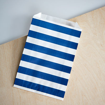 Vaakaraidallinen paperipussi, sininen (12 kpl)