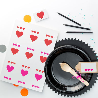 Tulostettavat Sydän -etiketit 70 x 42 mm