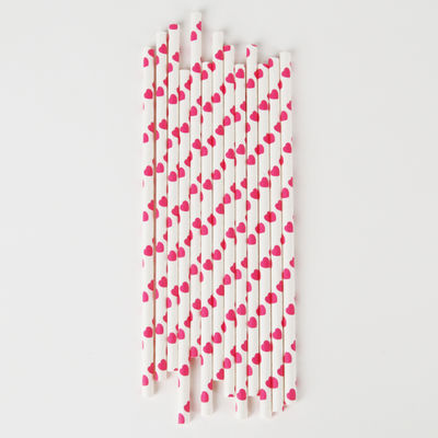 Sydän paperipilli, karkkipinkki (25 kpl)