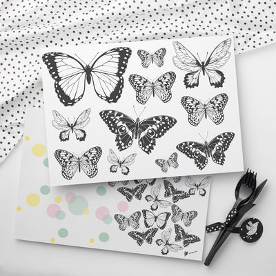 Perhoset teemapaperi A4, 8 kpl