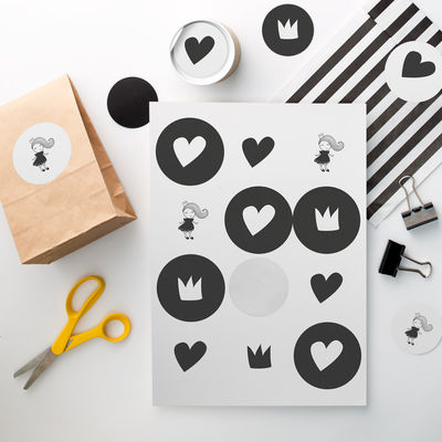 Tulostettavat Pikkuprinsessa -tarrat Ø 60 mm