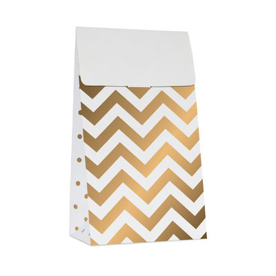 Kultavalkoinen chevron paperipussi (10 kpl)