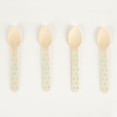 Puiset pikkulusikat (8 kpl), mintun väriset kolmiot