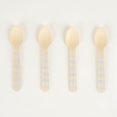 Puiset pikkulusikat (8 kpl), vaaleansininen harlekiini