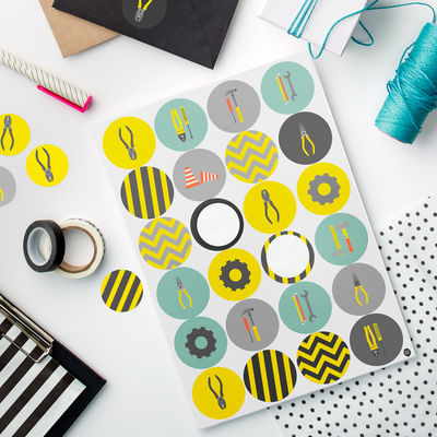 Työmaa tarra-arkki ympyrä Ø 40 MM