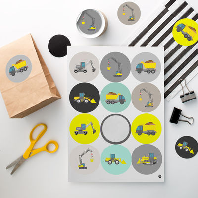 Työmaa tarra-arkki, ympyrä Ø 60 mm