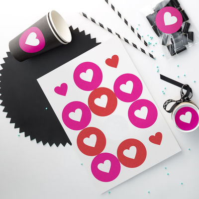 Tulostettavat Sydän -tarrat Ø 60 mm