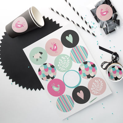 Tulostettavat Satukaupunki -tarrat Ø 60 mm