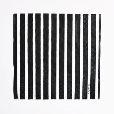 Raidallinen paperilautasliina, musta (20 kpl)