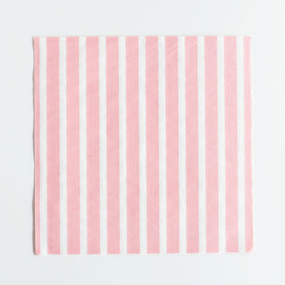 Raidallinen paperilautasliina, vaaleanpunainen (20 kpl)