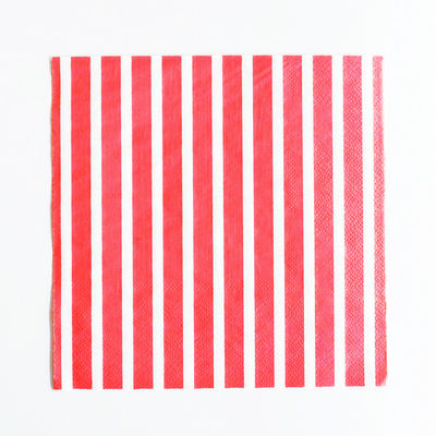 Raidallinen paperilautasliina, punainen (20 kpl)